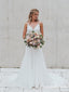 Charming V-neck Spaghetti Strap Ivory Lace Mermaid Long Cheap Wedding Dresses, WDS0007